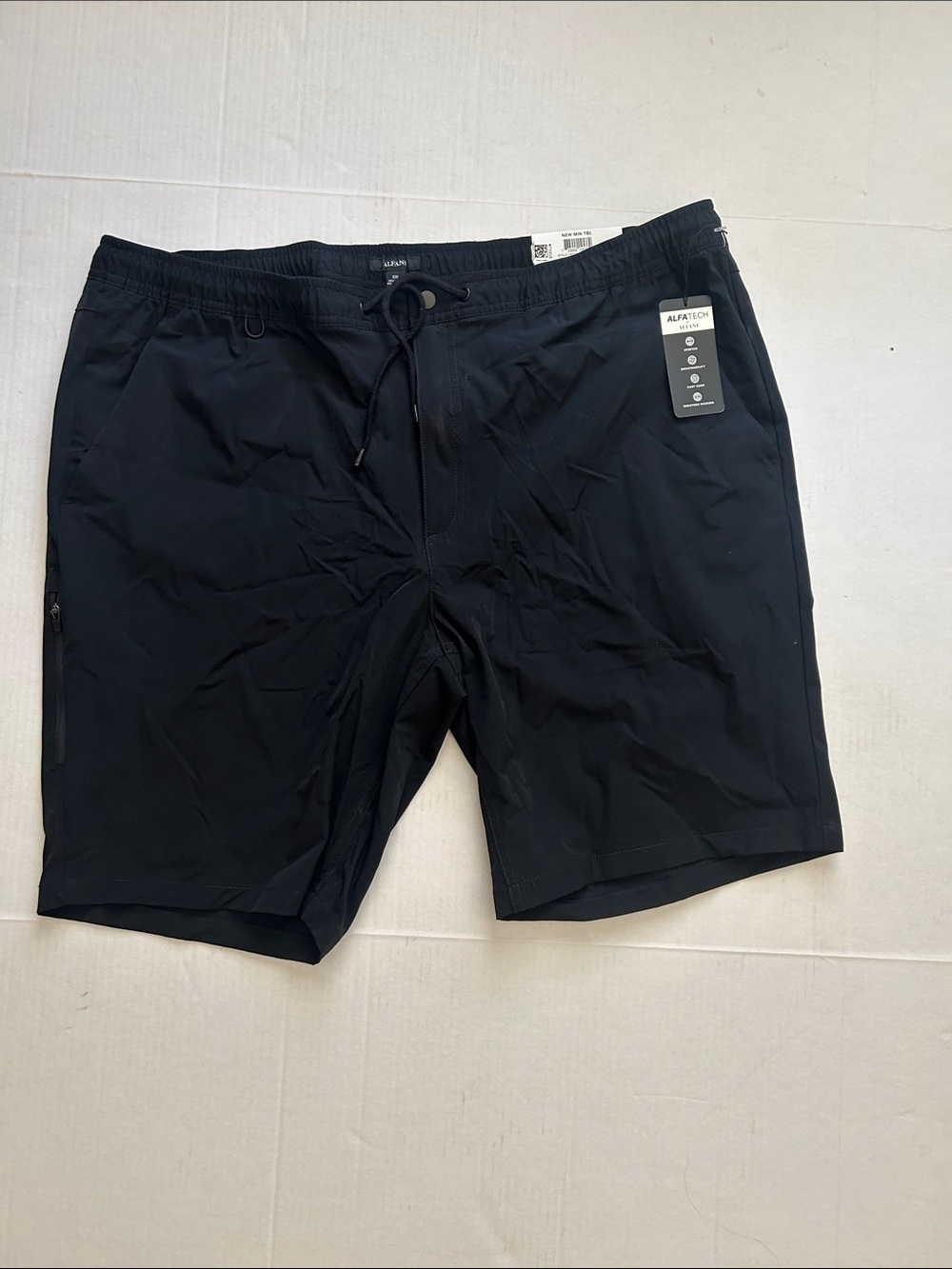 Alfani Men's Black Athletic Drawstring Stretch Flat Front Shorts